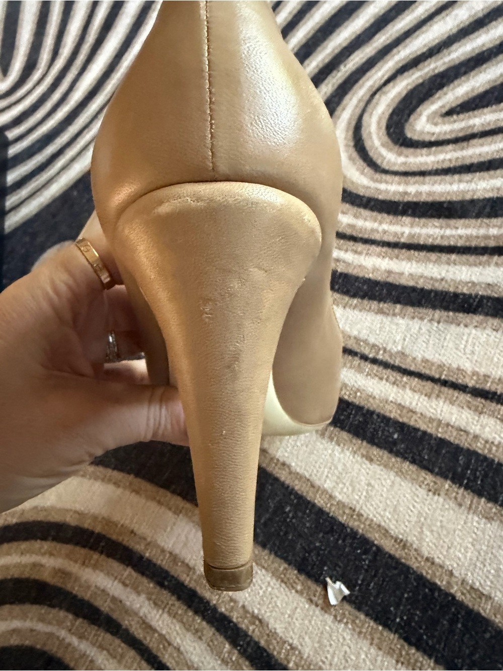 CHANEL Beige Leather Camellia Pump Heels - Picture 7 of 7